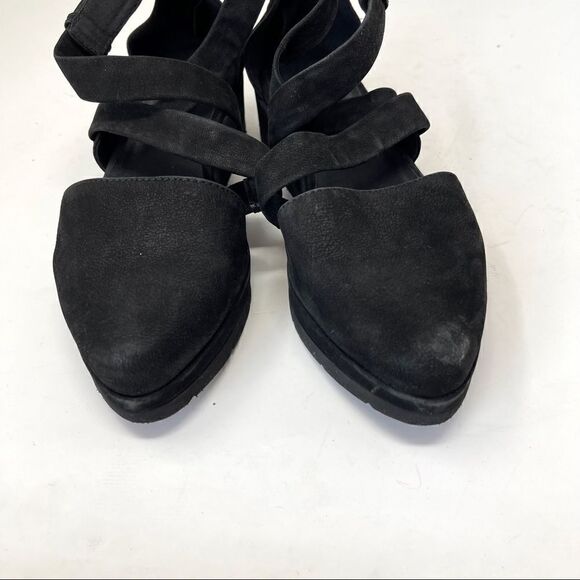 Eileen Fisher Black Nubuck Strappy Sandals Size 5.5 - Picture 4 of 7